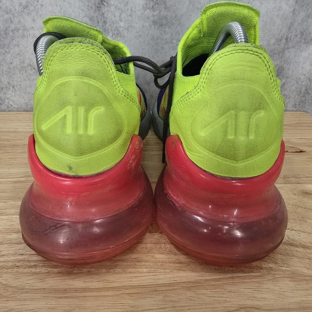 Nike Air Max 270 Flyknit Running Shoes Men 9.5 Regency Purple Volt Pink Sneakers